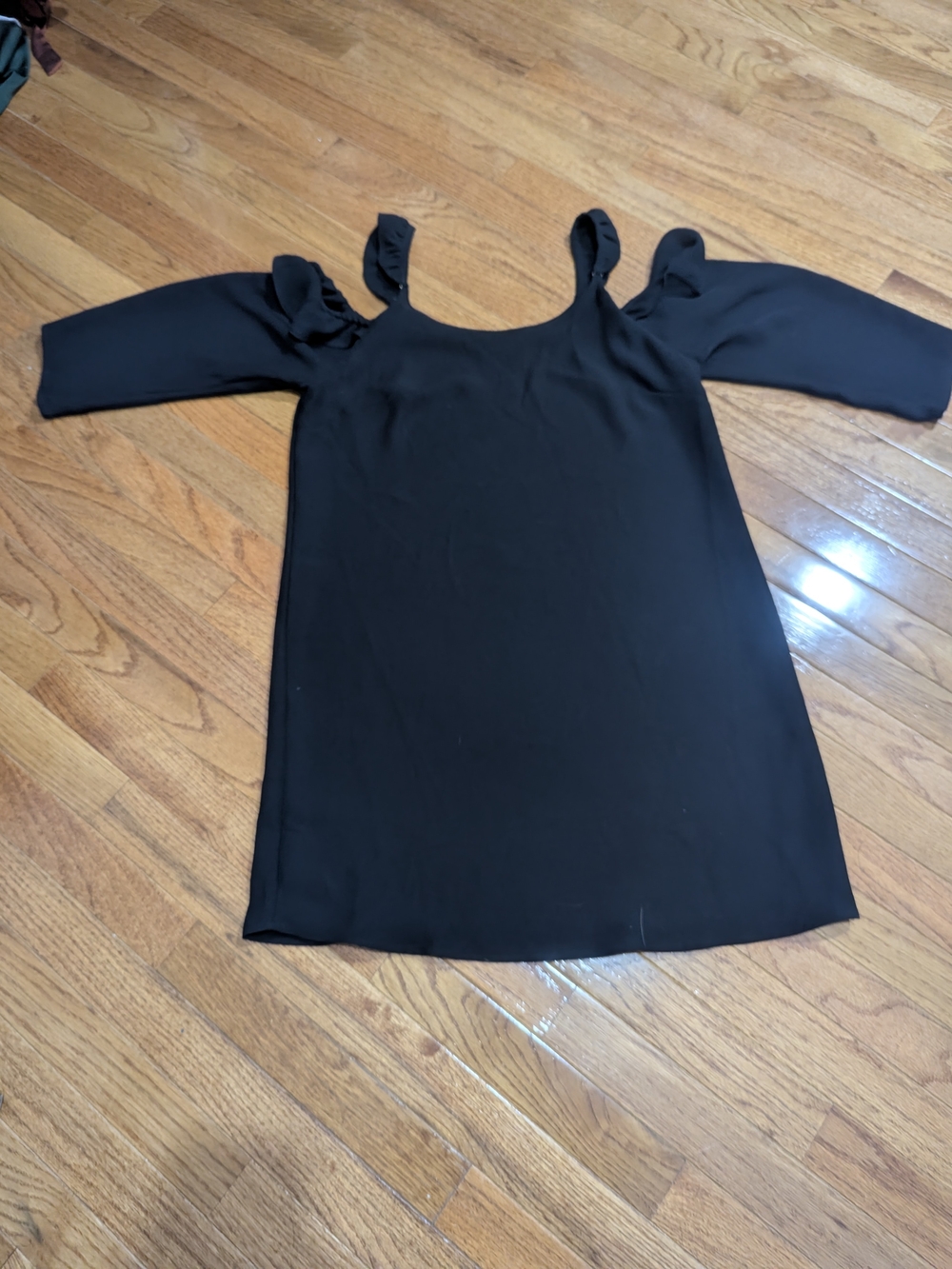 Black Cold-Shoulder Ruffle Strap Women’s Dress